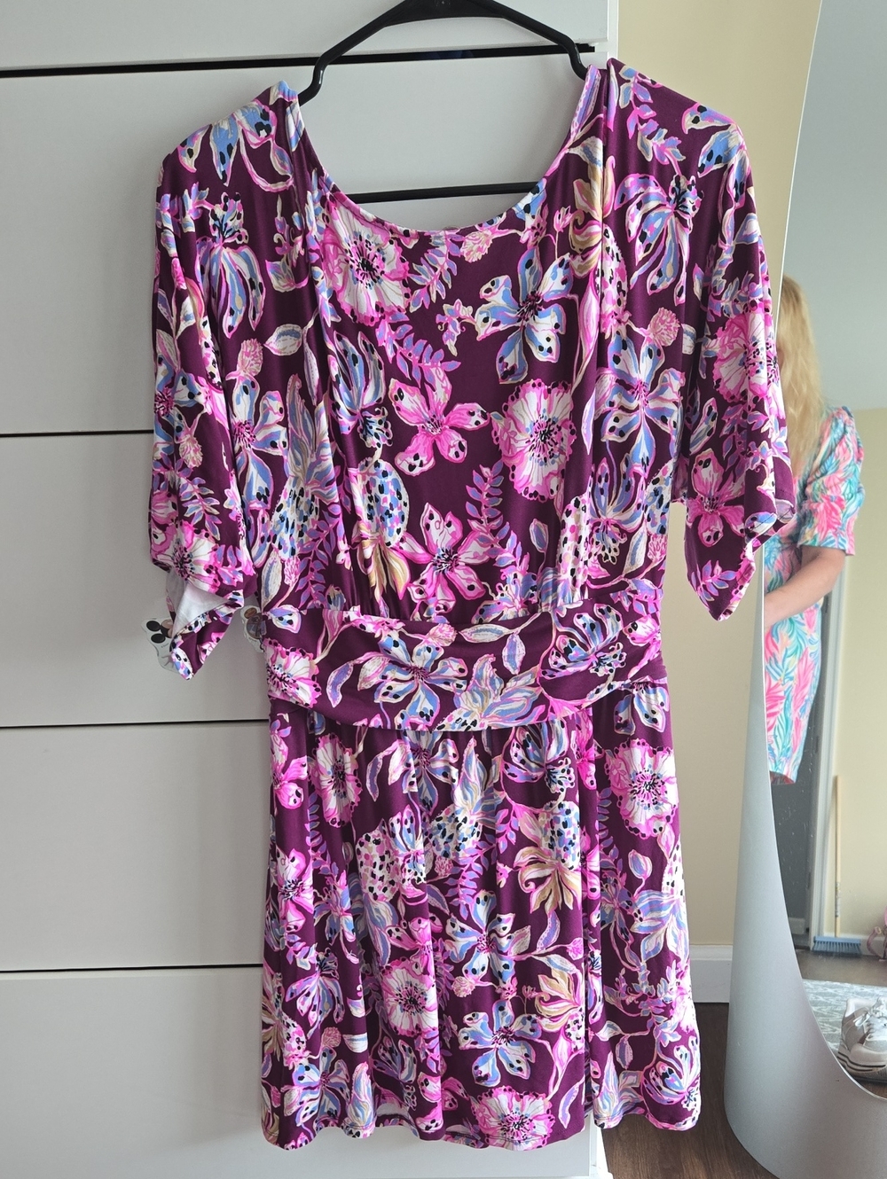 Lilly Pulitzer Parigi Plum Floral Short Sleeve Romper with Pink & Lilac Accents